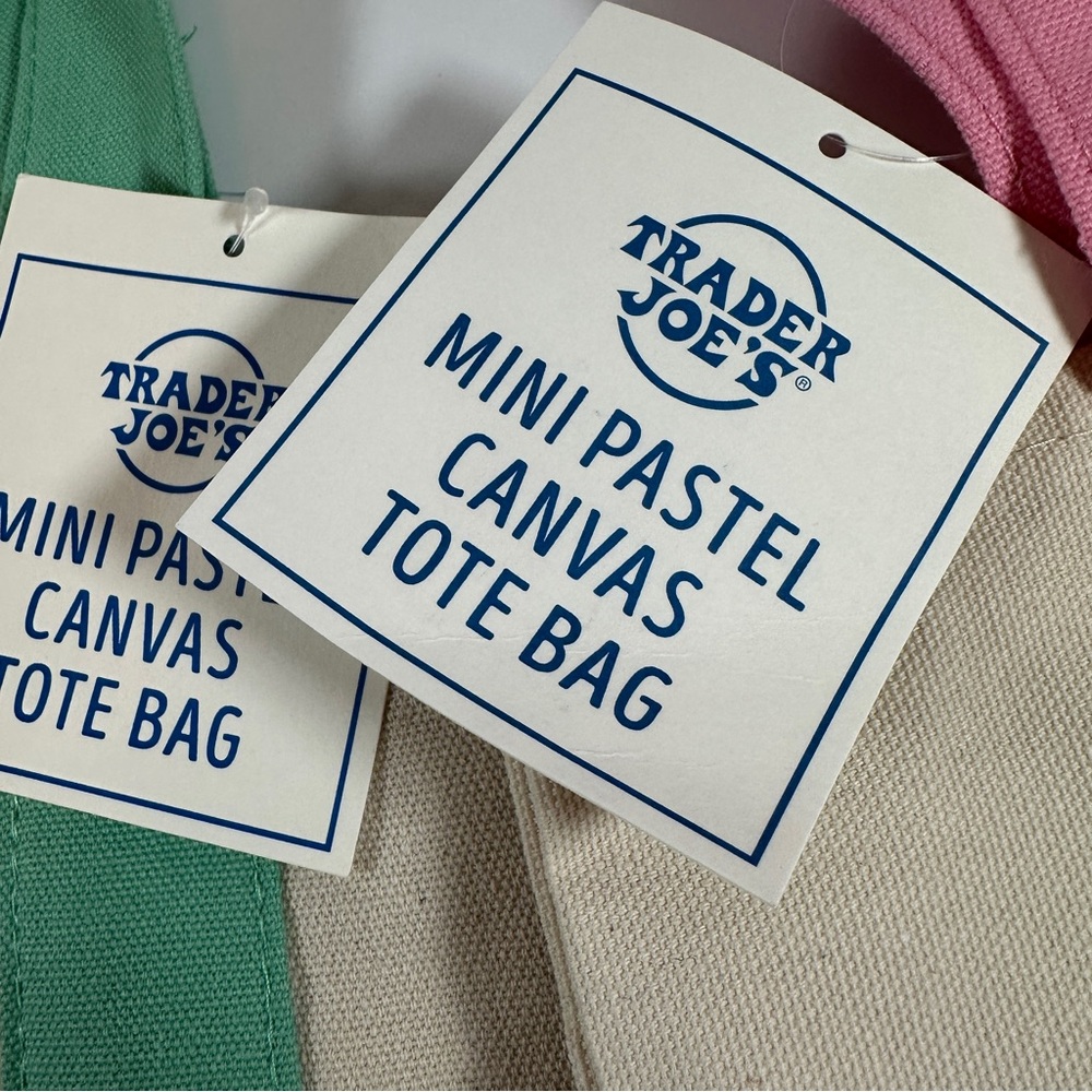 Trader Joe’s Mini Tote Bags - Green and Pink Set of Two Bags - Picture 5 of 5